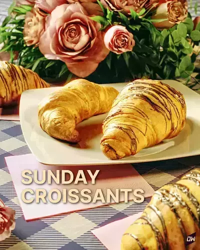 Butter croissant  and chocolate croissant 3D model