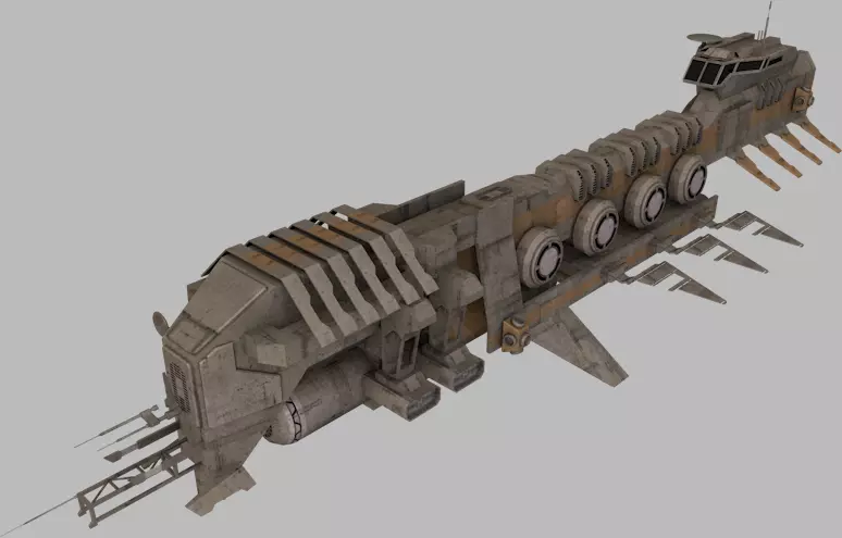 Exploration Spaceship Low-poly 3D model_0