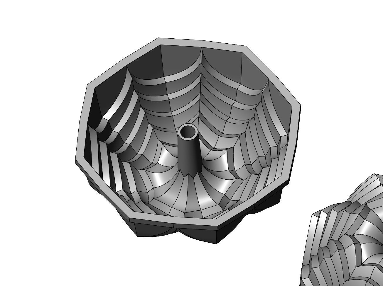 Stepped flower relief rosette and mold 3D print model_5