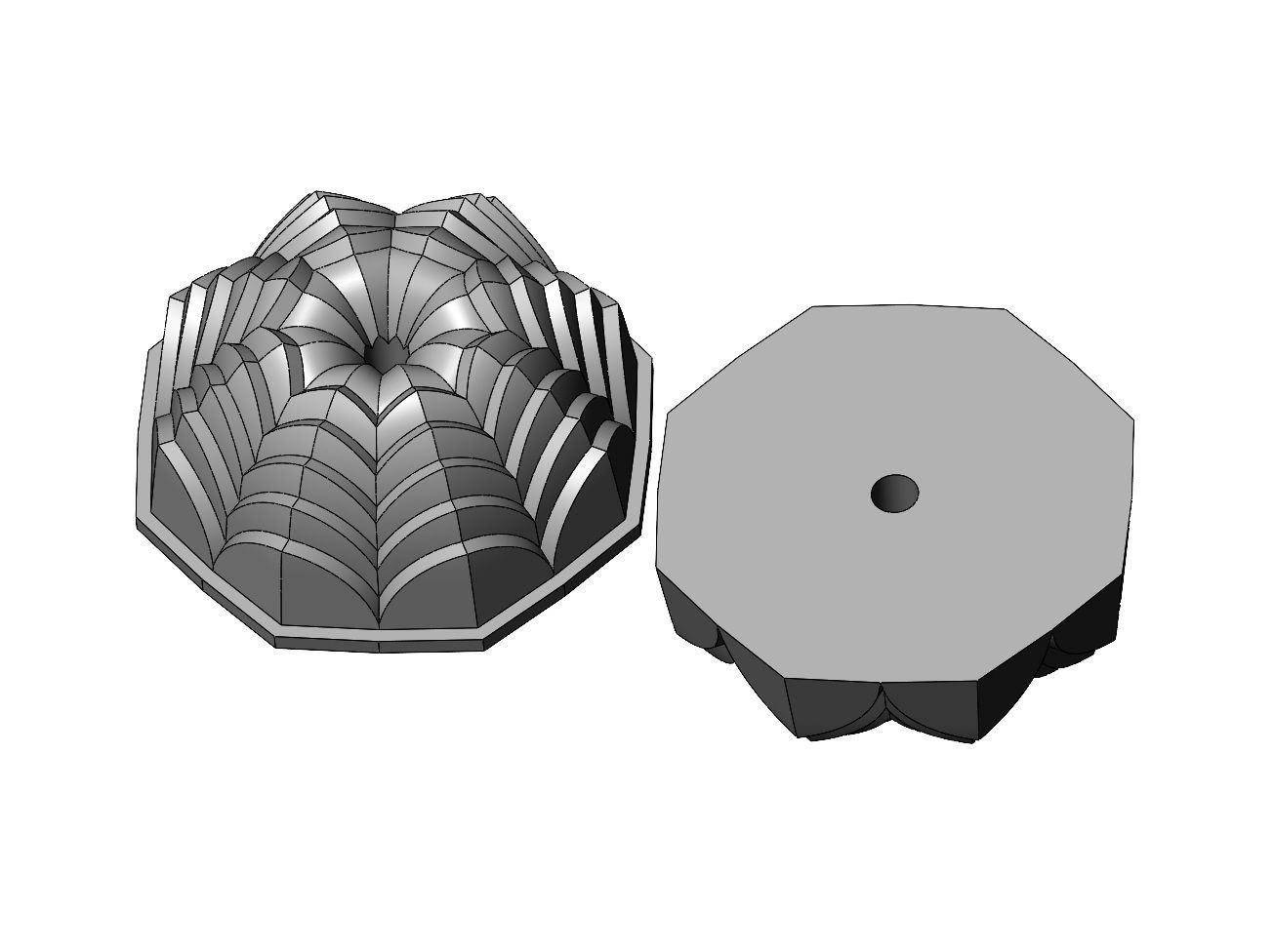 Stepped flower relief rosette and mold 3D print model_12