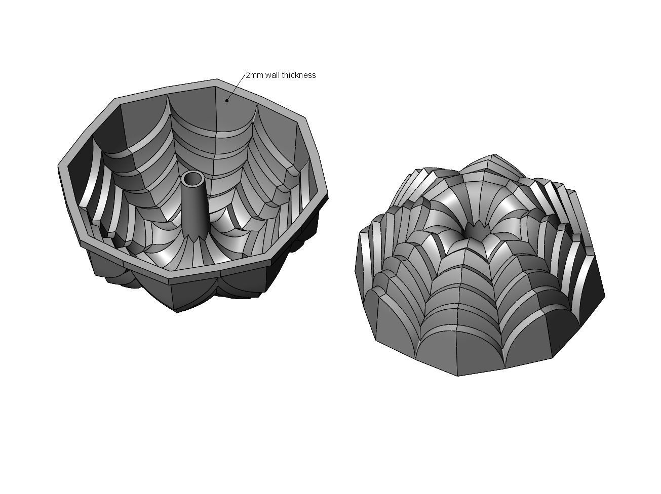 Stepped flower relief rosette and mold 3D print model_7