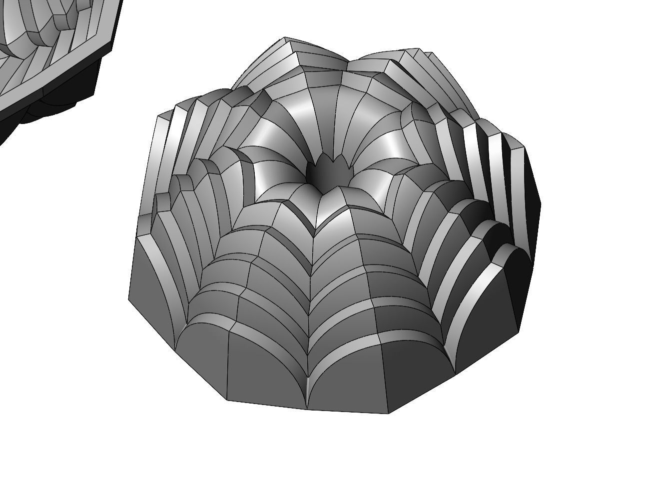 Stepped flower relief rosette and mold 3D print model_4