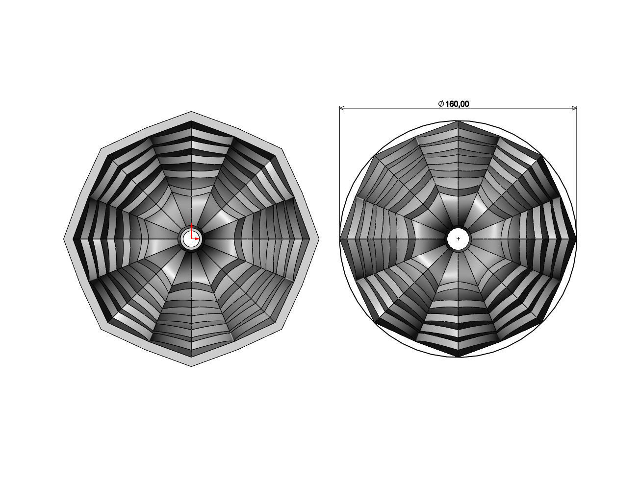Stepped flower relief rosette and mold 3D print model_6
