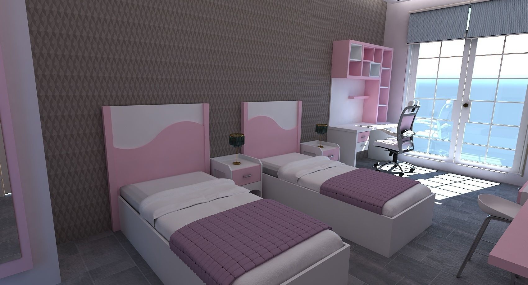 girls room 3D model_2