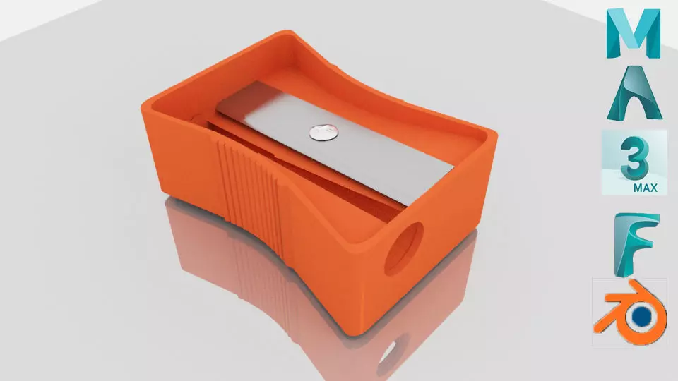 Sharpener orange Free low-poly 3D model_0