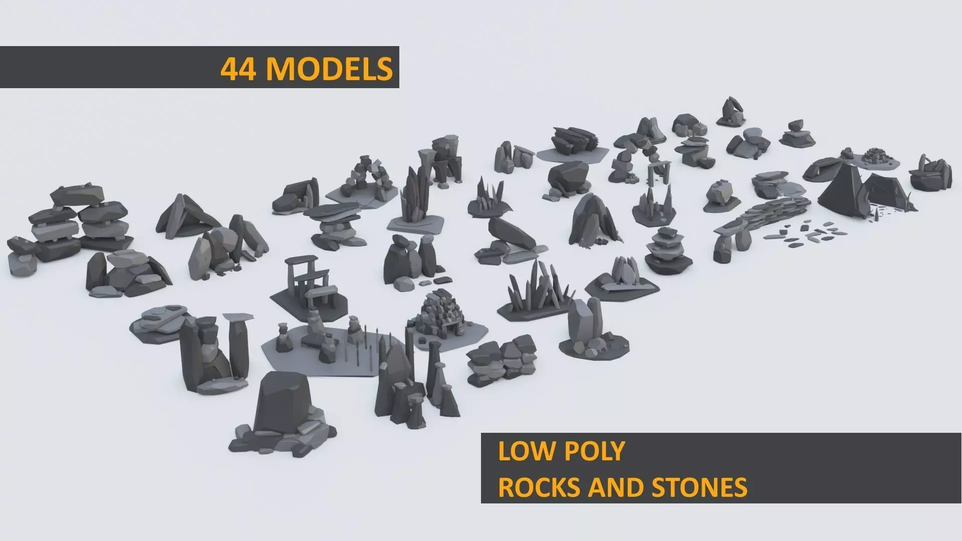 3D model Low Poly Rock and Stones 44 models VR / AR / low-poly | CGTrader