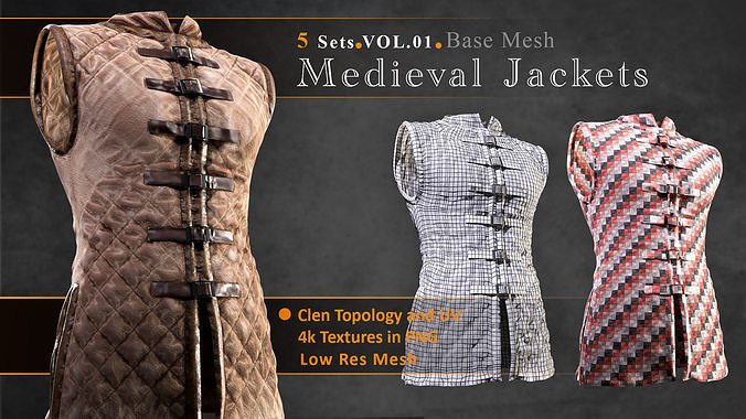 medieval Style Jackets Base Mesh -Vol 01 Low-poly 3D model
