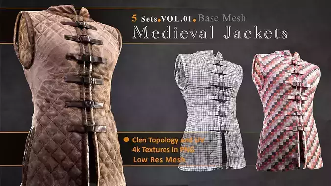 medieval Style Jackets Base Mesh -Vol 01
