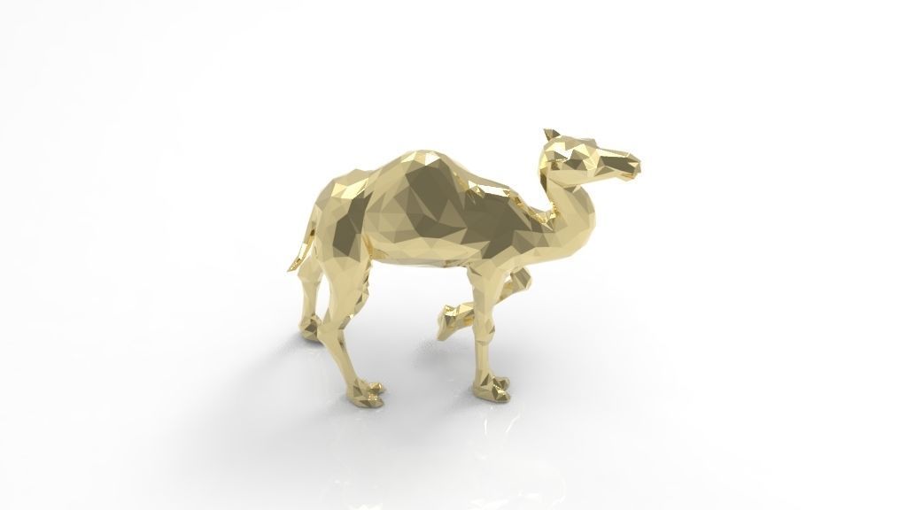 Camel low poly style high details 3D print model_3