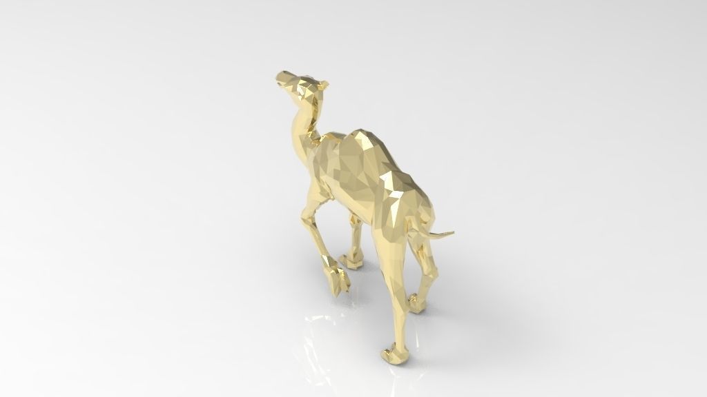Camel low poly style high details 3D print model_5