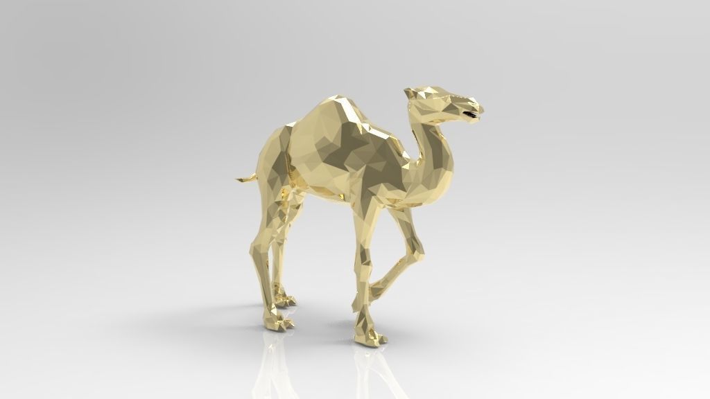 Camel low poly style high details 3D print model_2
