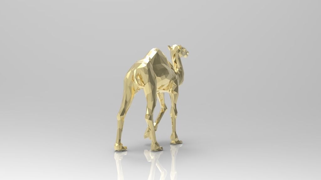 Camel low poly style high details 3D print model_4