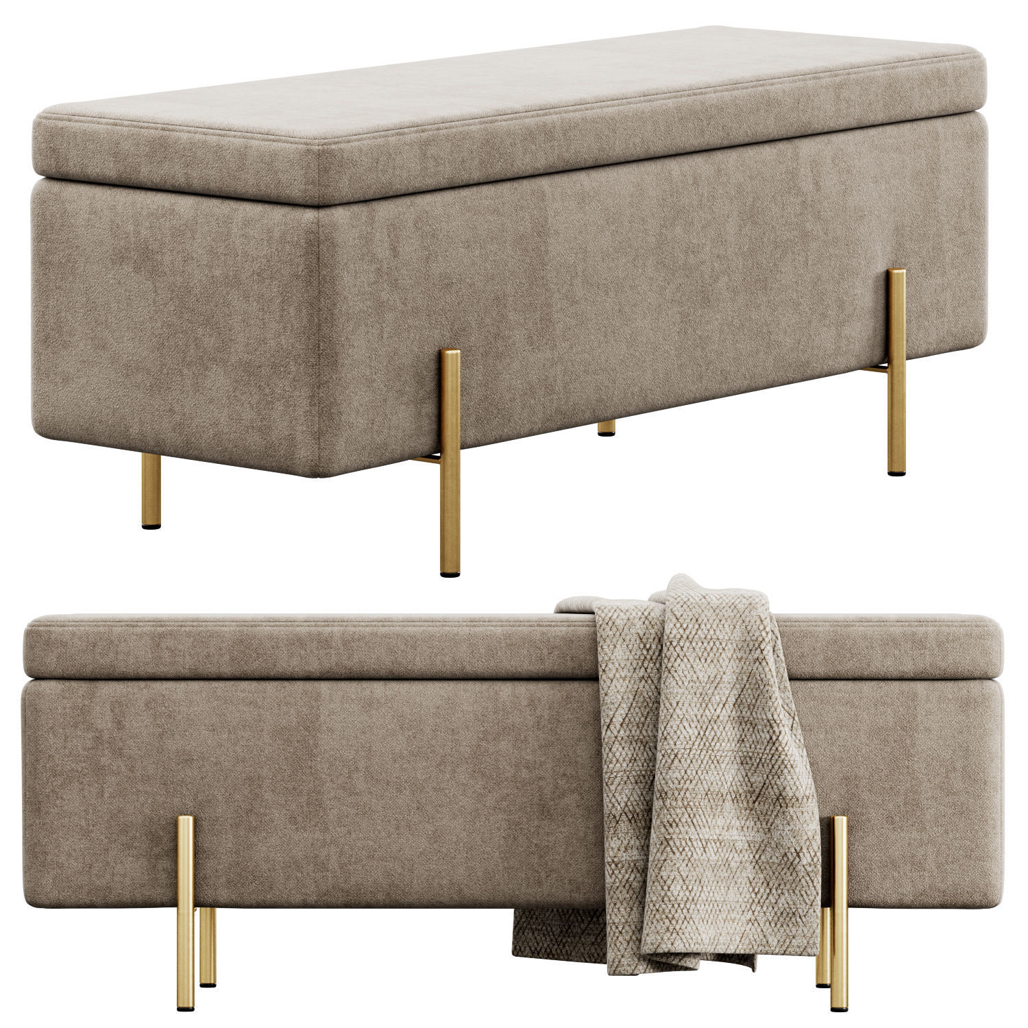 Jodel Upholstered Storage Bench by Everly Quinn 3D model_7