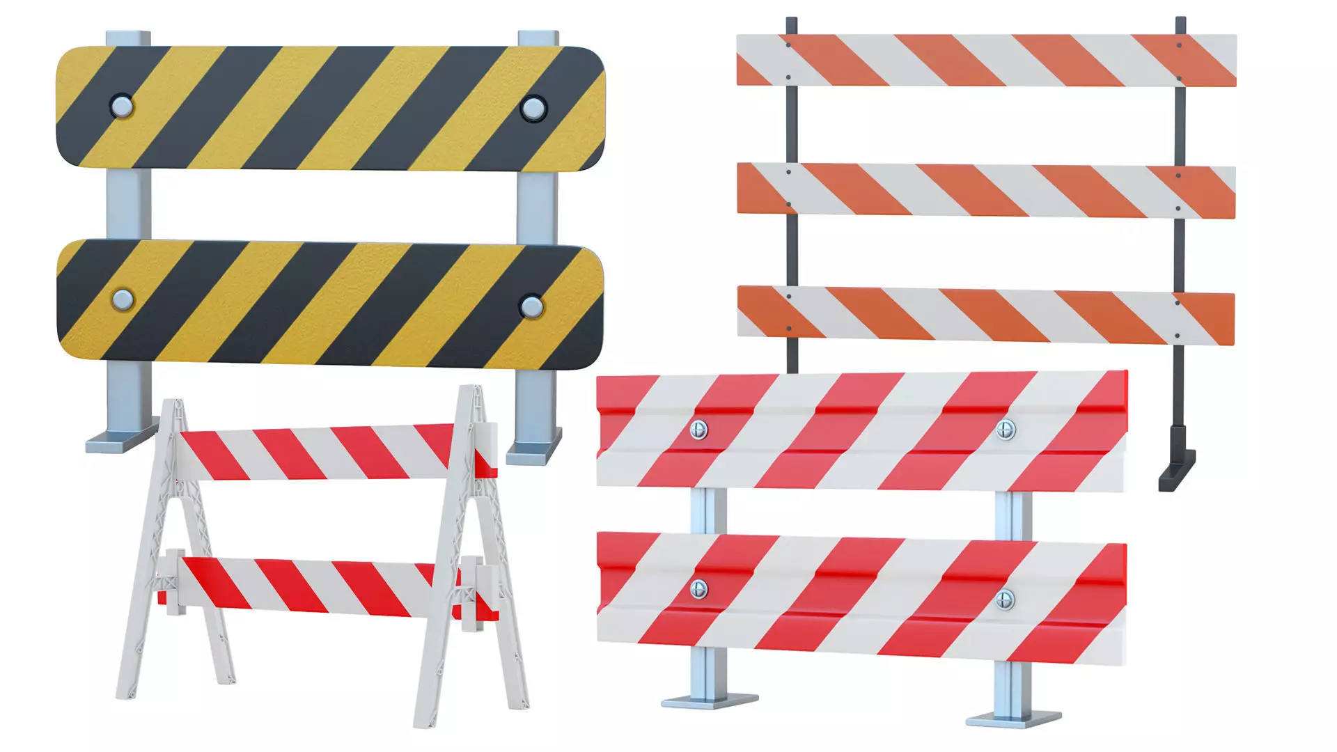 Road  Steel Barricade 3D model_0