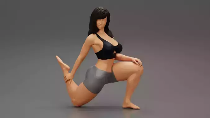 Beautiful Woman Practicing Yoga in Mermaid Pose 3D print model
