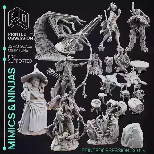 Ninjas Vs Mimics - 20 Model Value Pack - 3d Printable Minis 3D print model