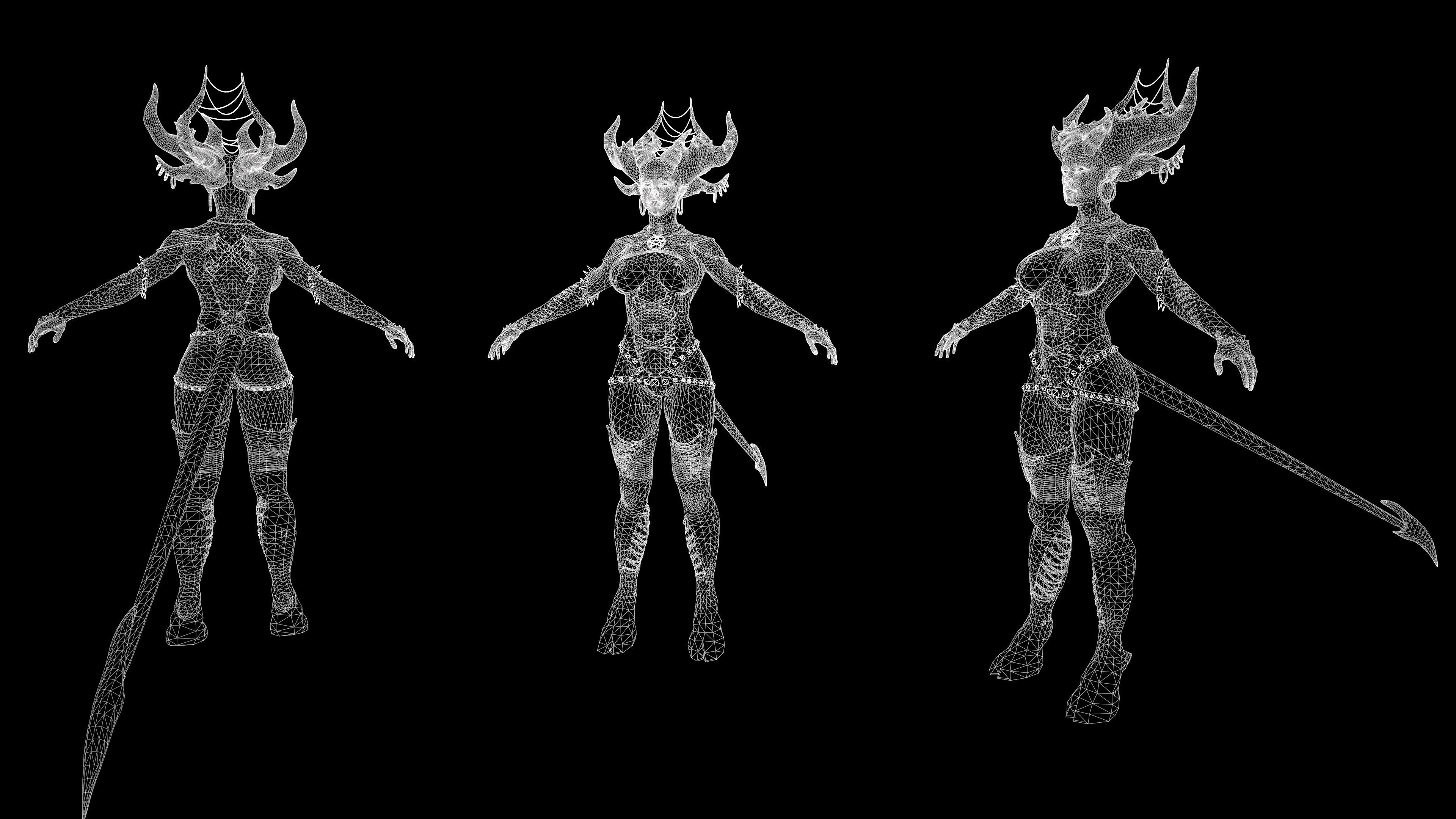 Demoness succubus named Essa charming and dangerous Low-poly 3D model_12