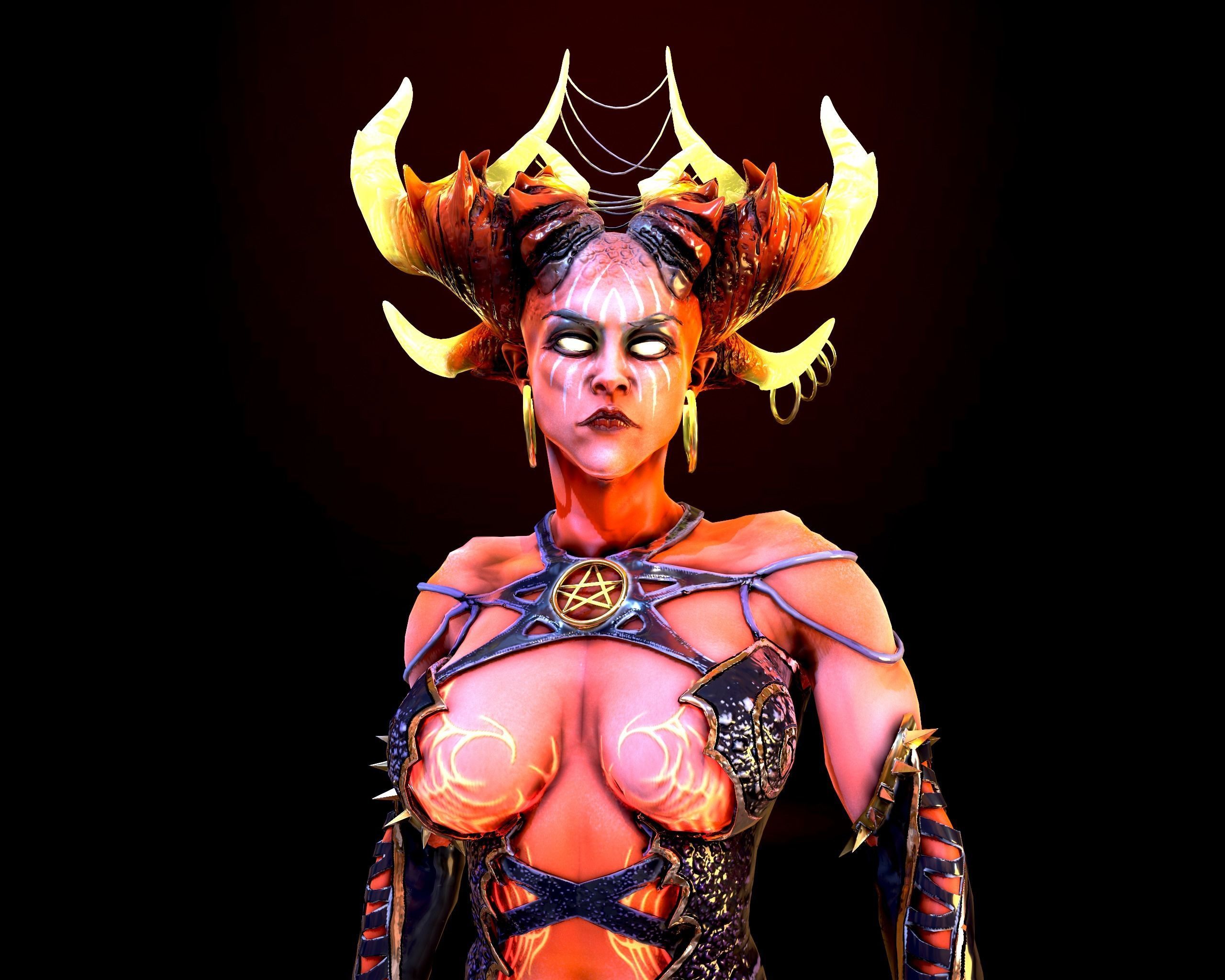 Demoness succubus named Essa charming and dangerous Low-poly 3D model_13