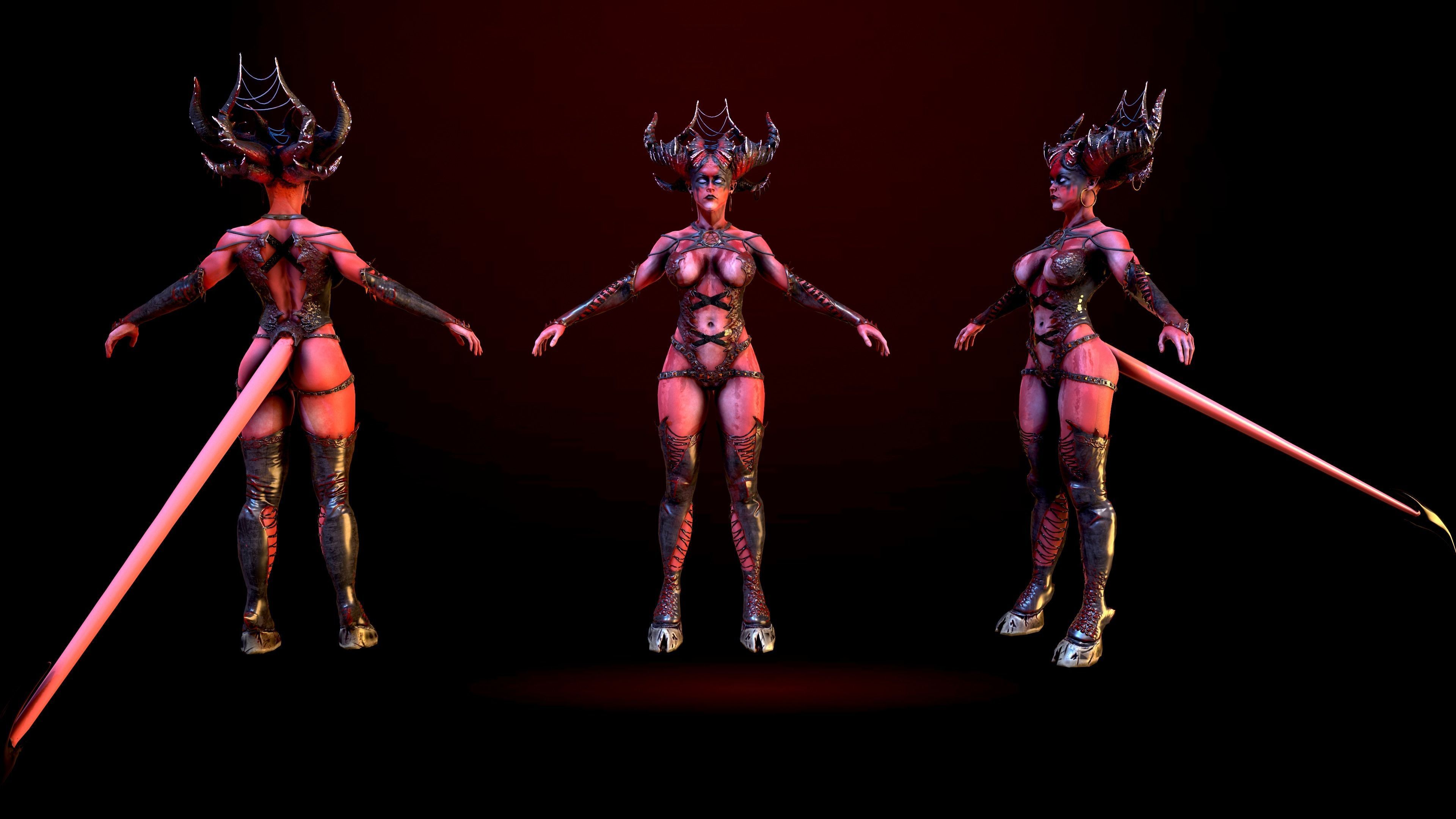 Demoness succubus named Essa charming and dangerous Low-poly 3D model_14