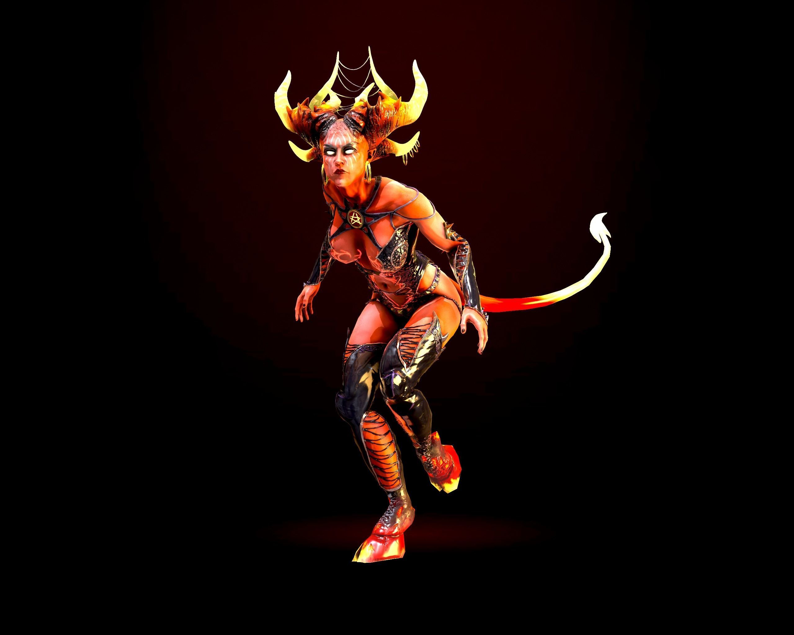 Demoness succubus named Essa charming and dangerous Low-poly 3D model_10