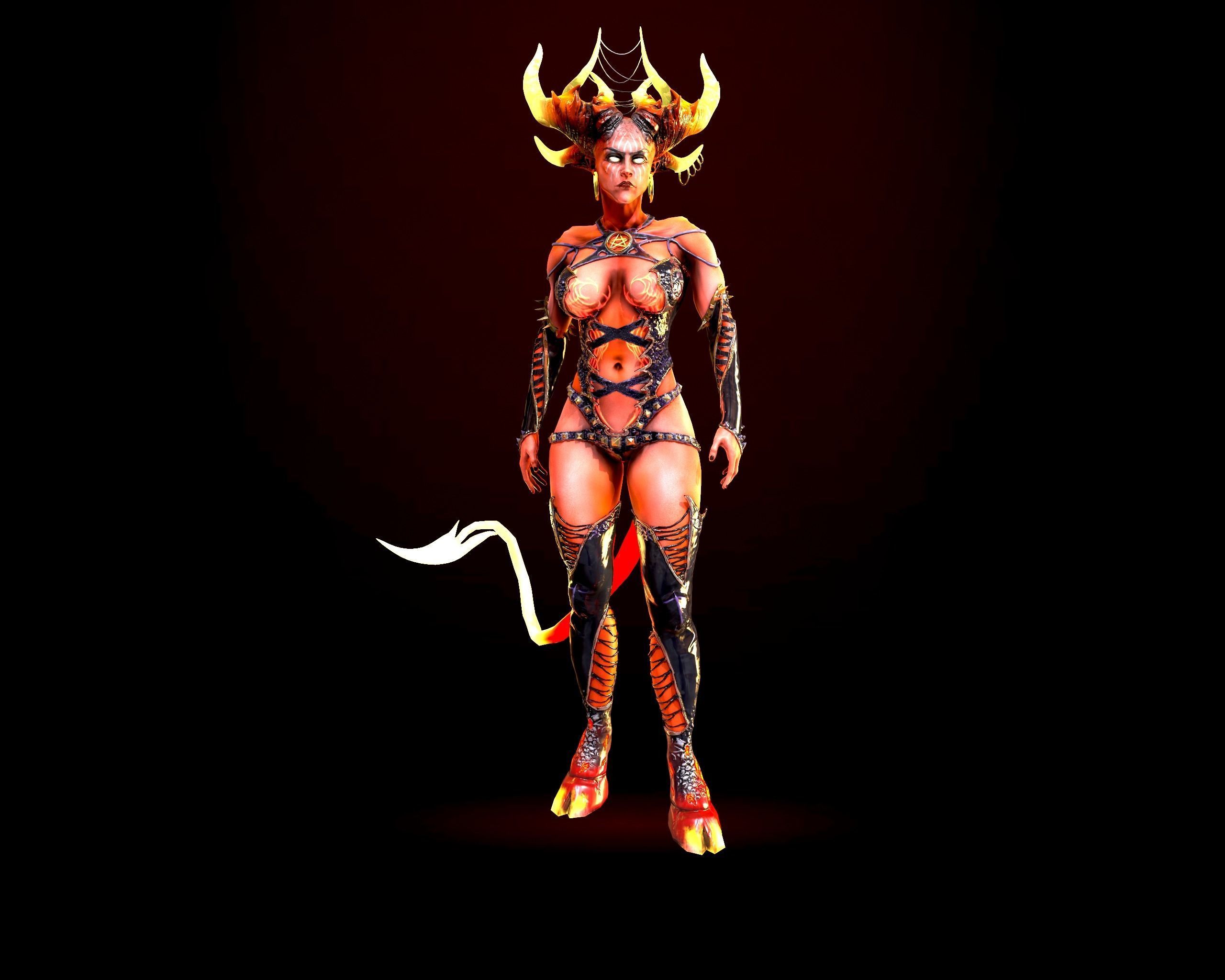 Demoness succubus named Essa charming and dangerous Low-poly 3D model_8