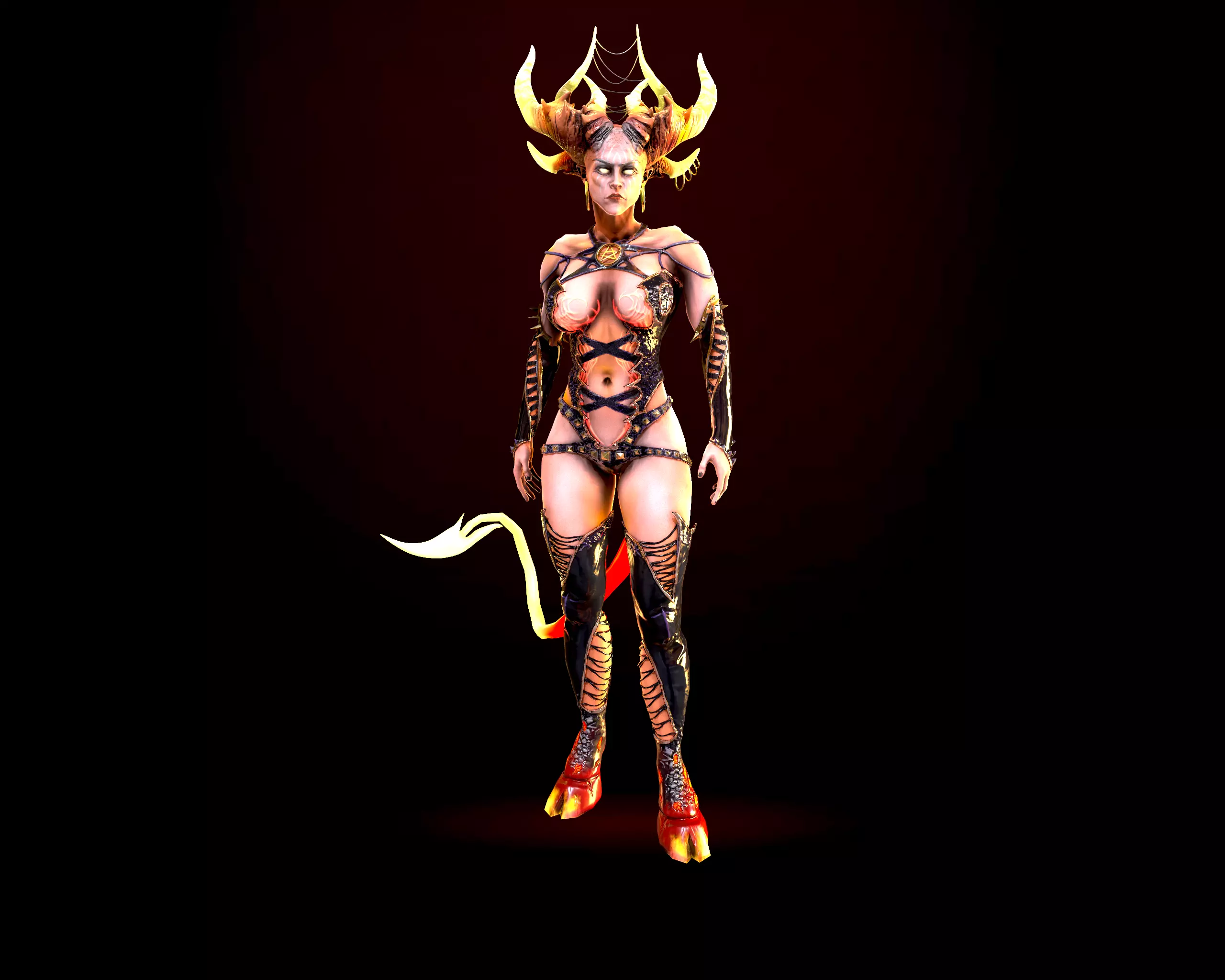 Demoness succubus named Essa charming and dangerous Low-poly 3D model_0