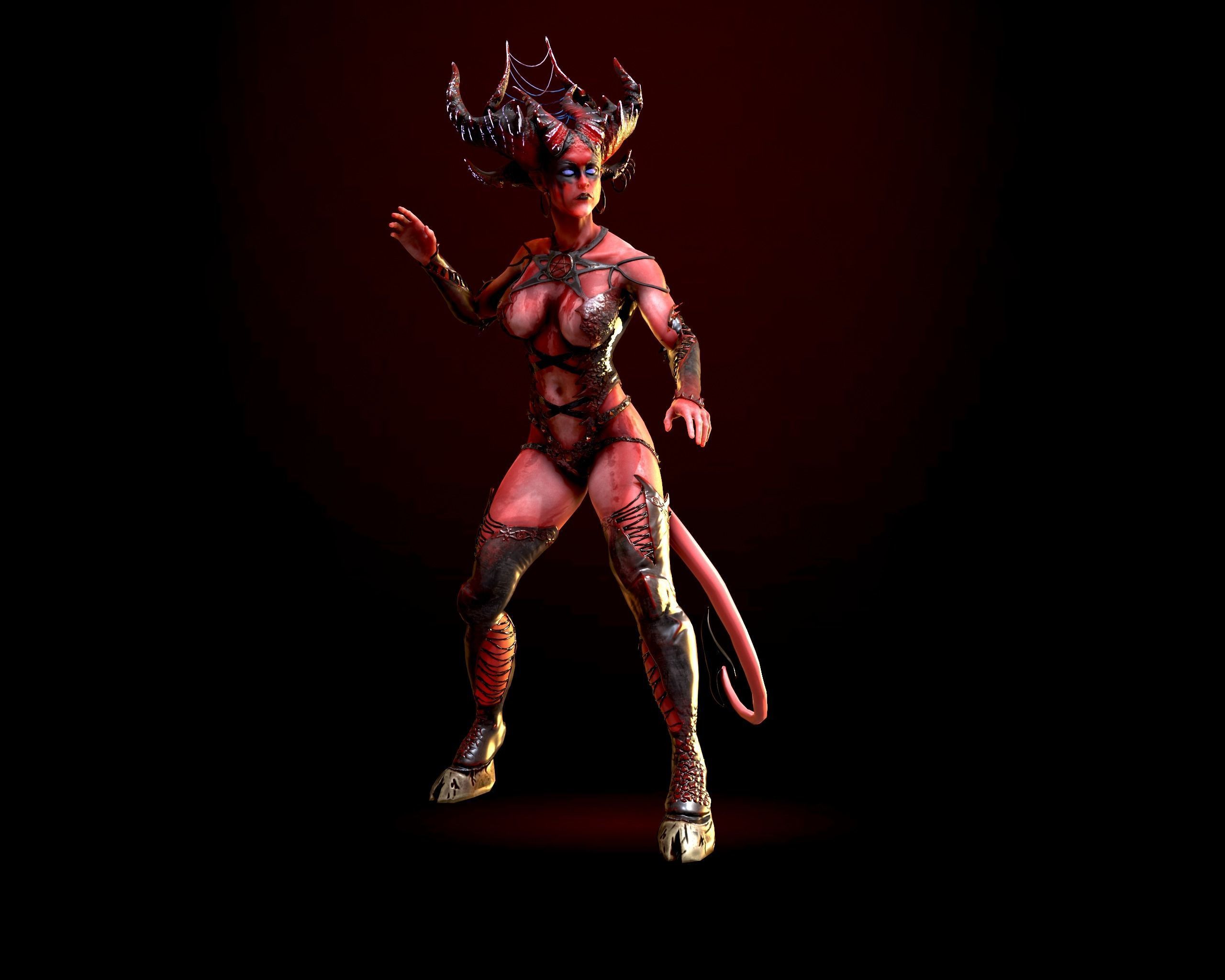 Demoness succubus named Essa charming and dangerous Low-poly 3D model_11