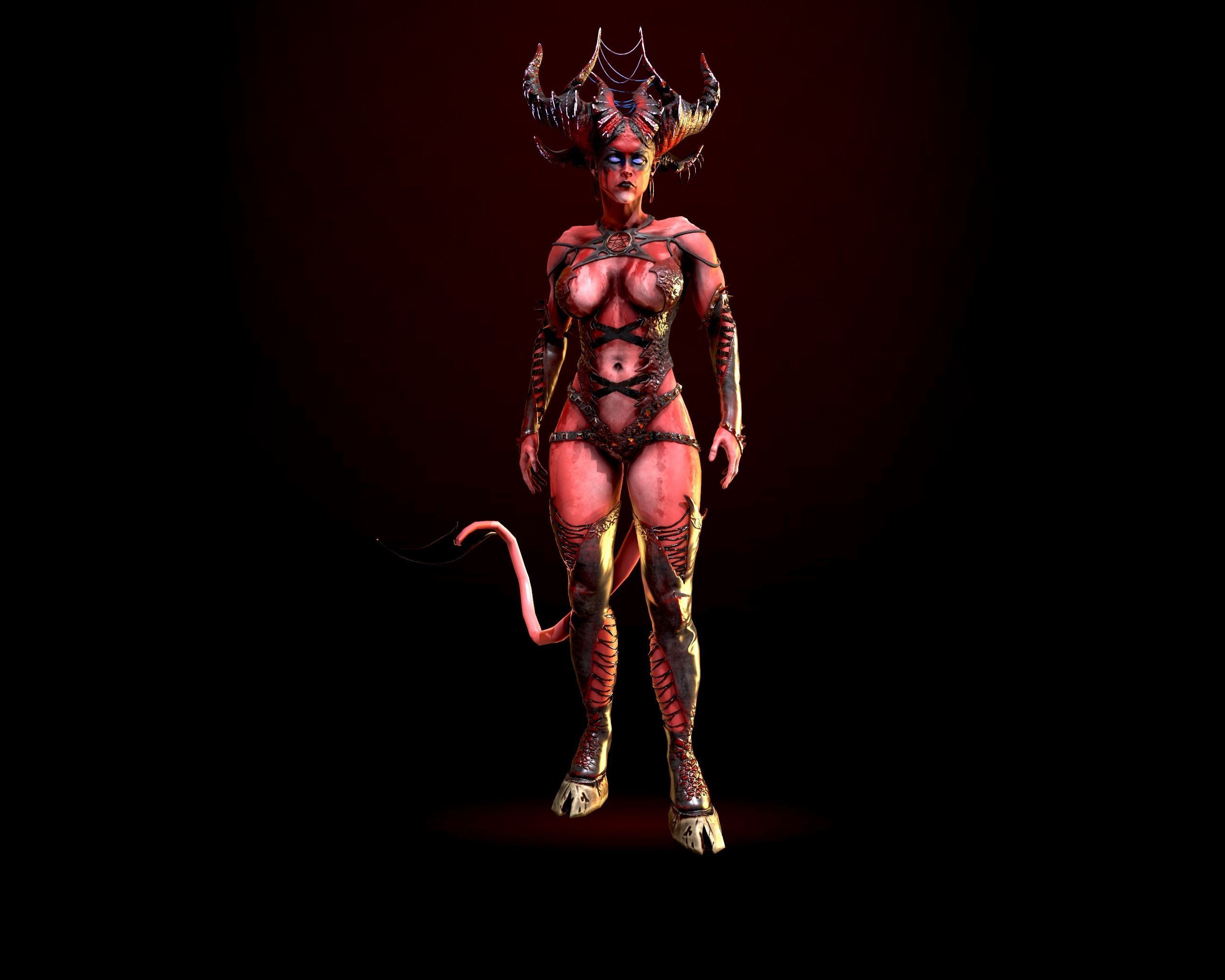 Demoness succubus named Essa charming and dangerous Low-poly 3D model_7