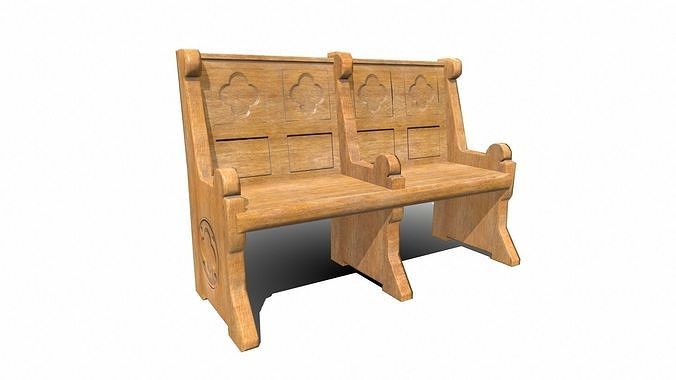Bench low poly wooden Low-poly 3D model