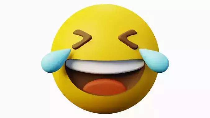 Laugh out loud yellow ball Emoticon Emoji or Smiley 3D model
