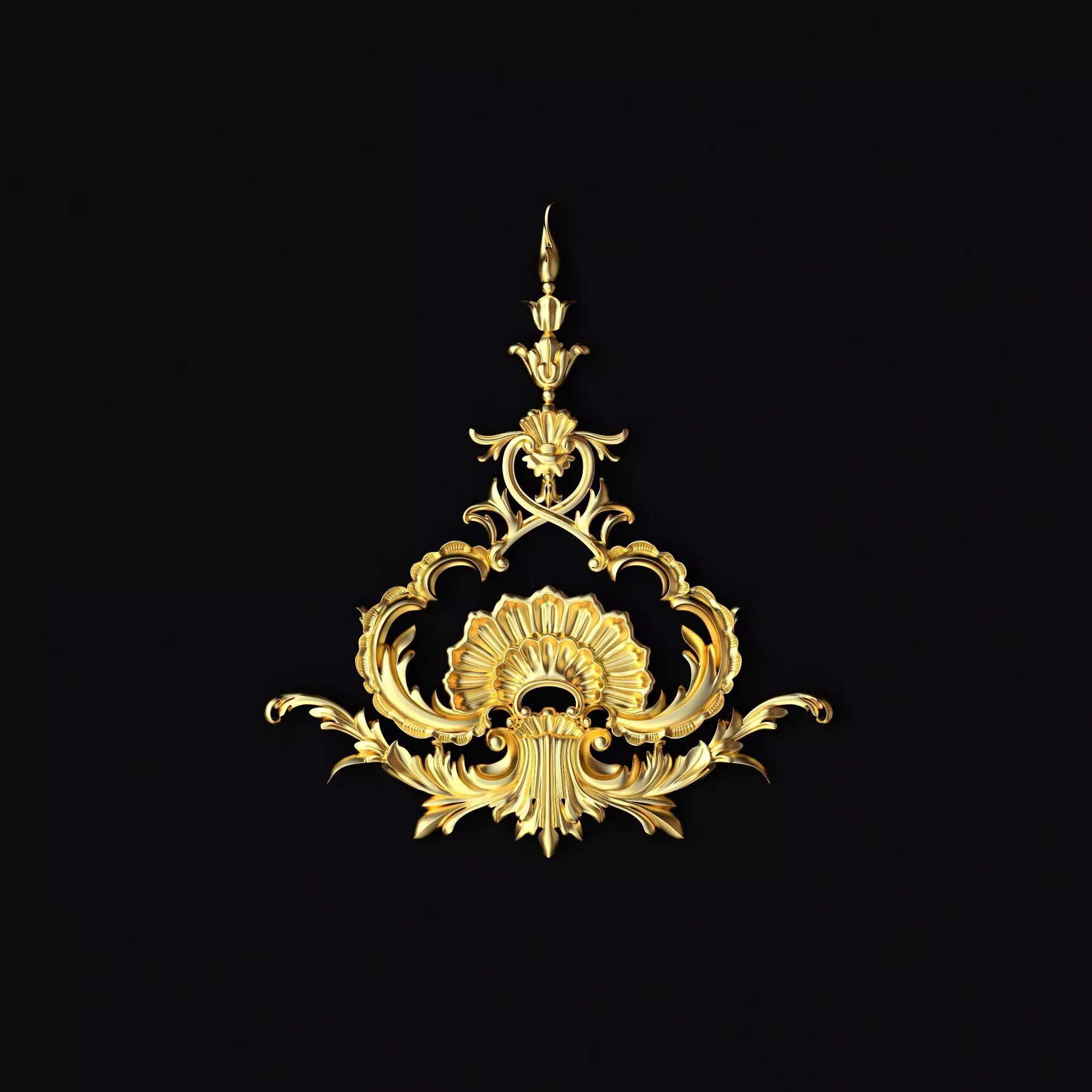 dekor gold ornate ornament 3D model_0