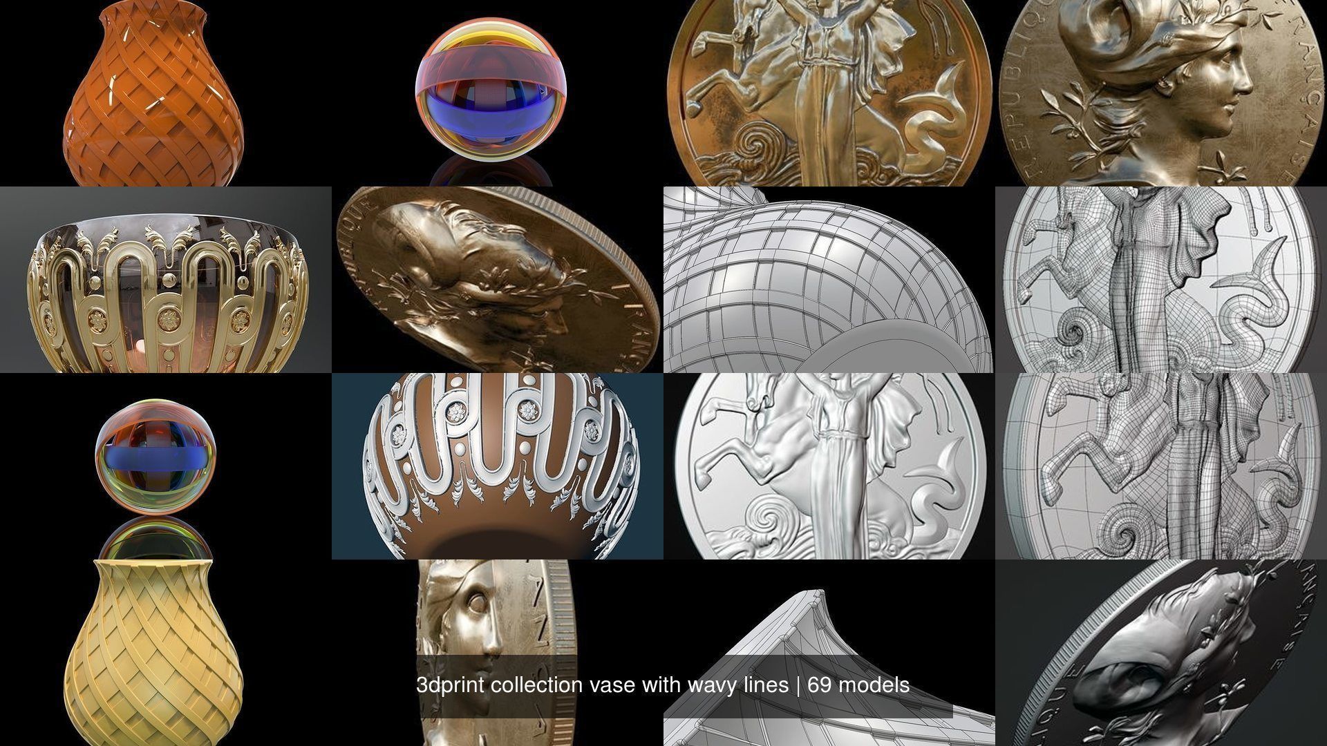 3dprint collection vase with wavy lines _62