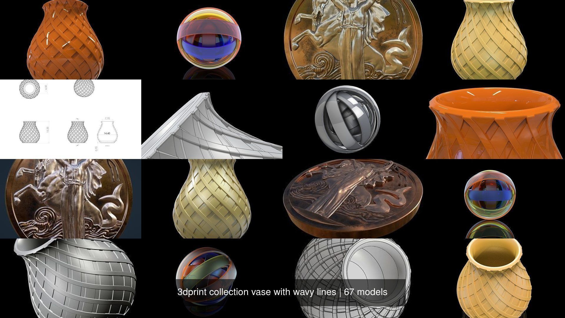 3dprint collection vase with wavy lines _83