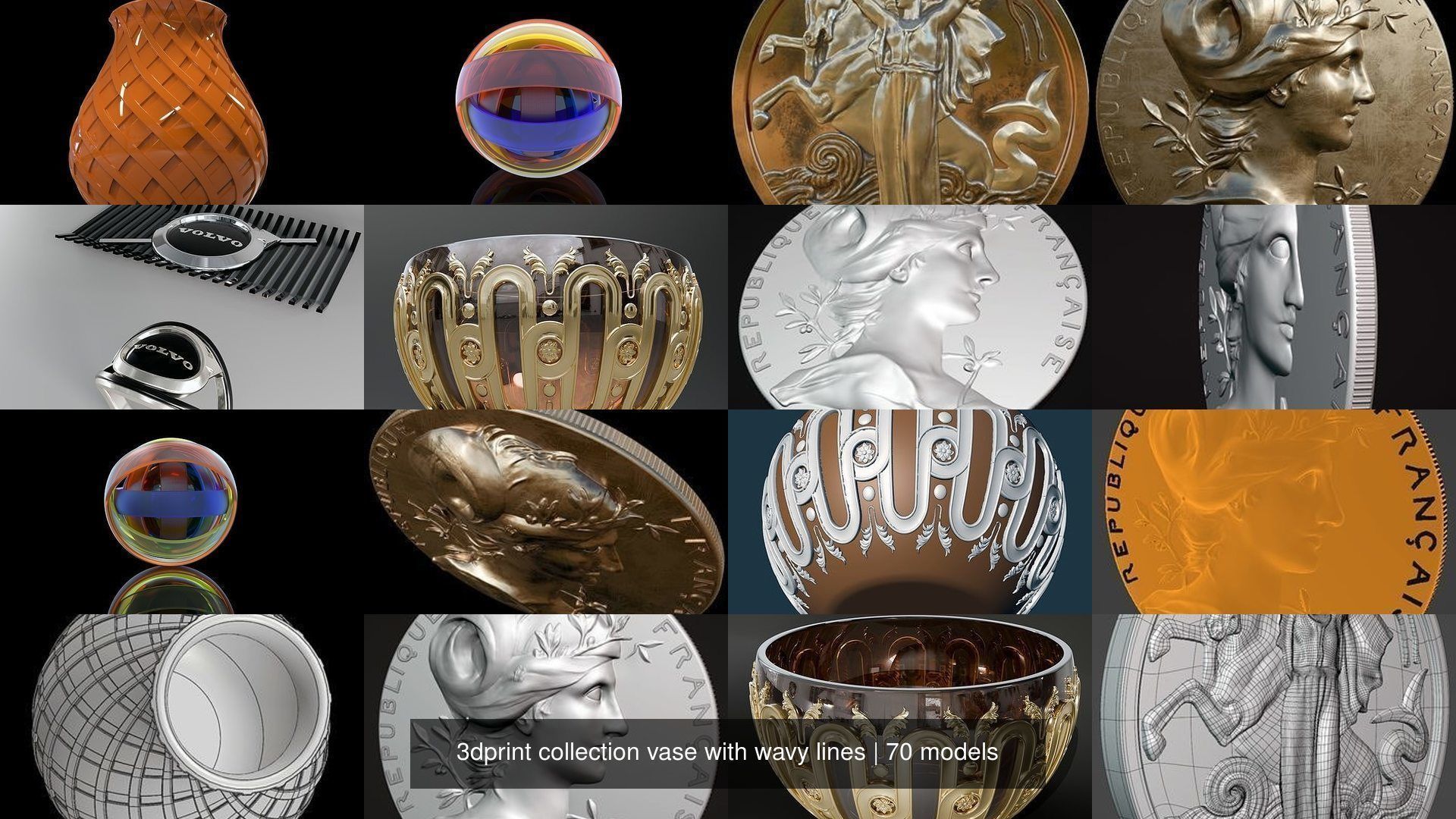 3dprint collection vase with wavy lines _63