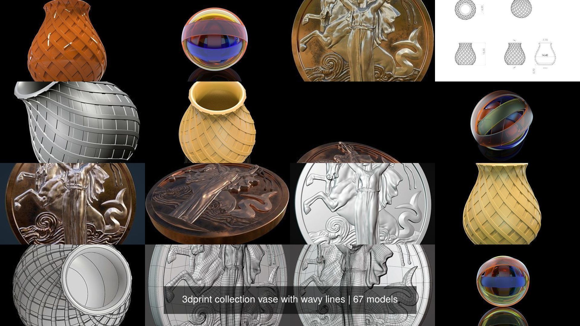 3dprint collection vase with wavy lines _98