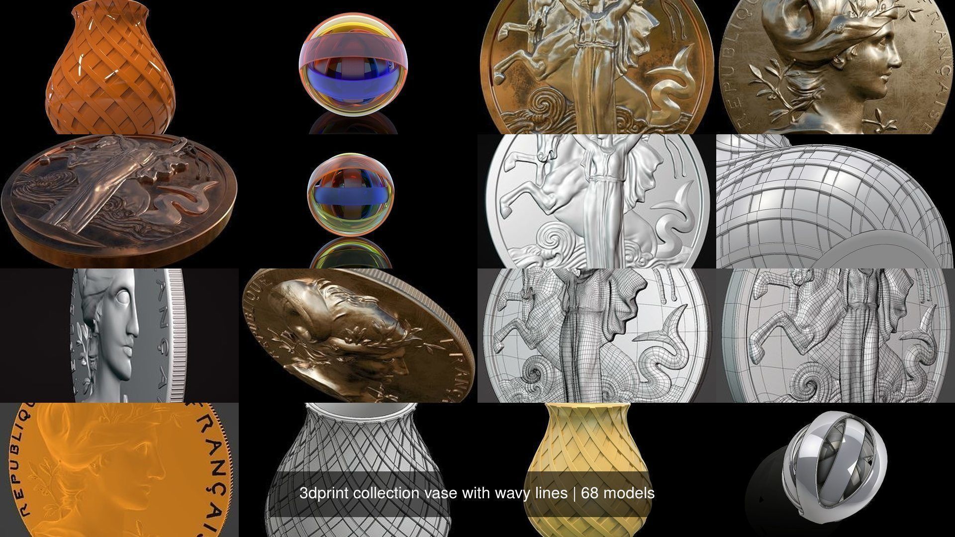 3dprint collection vase with wavy lines _84