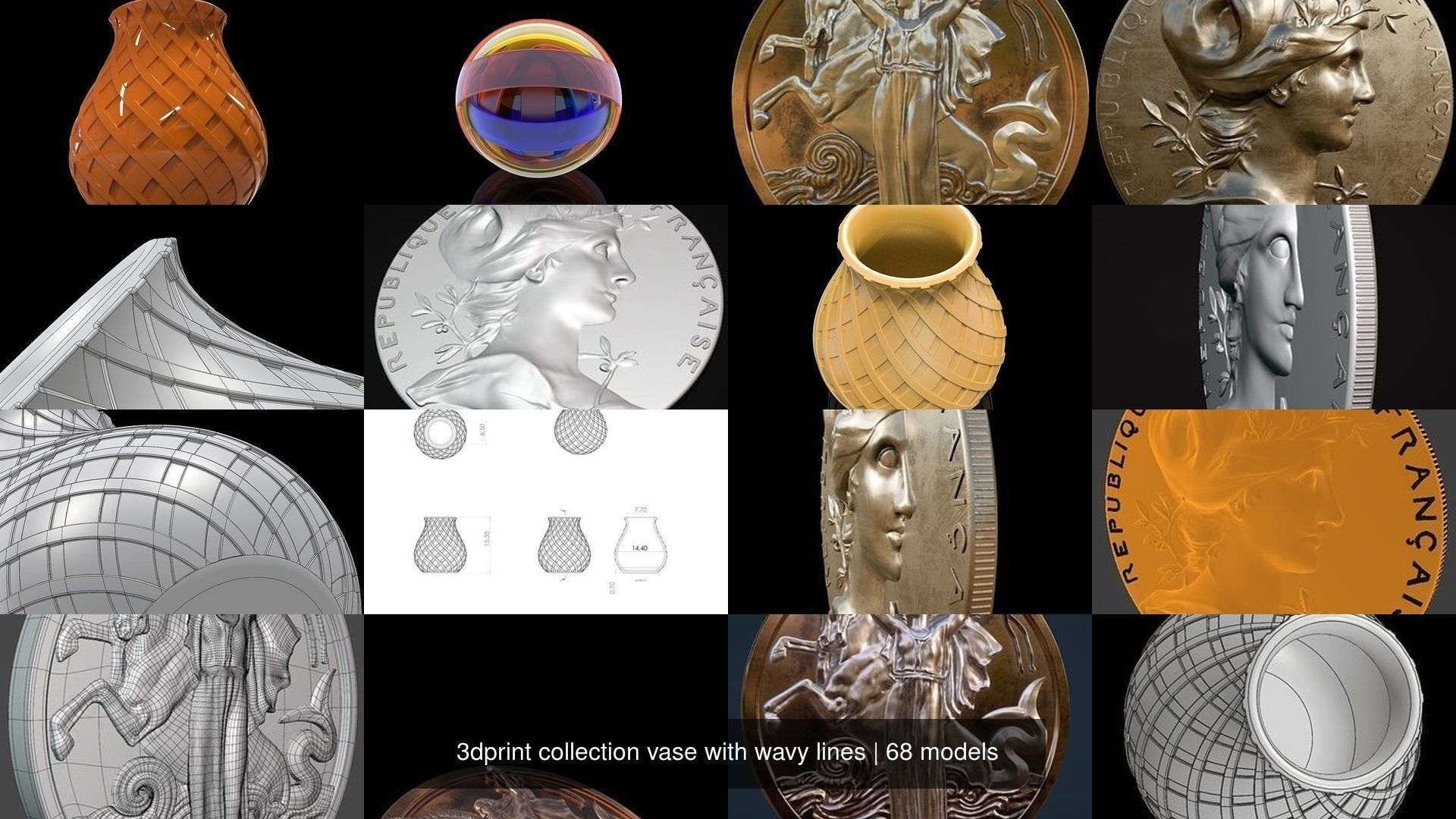 3dprint collection vase with wavy lines _73