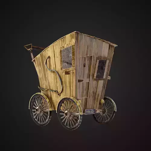 CyberCarriage wooden carriage with wheels 3D model