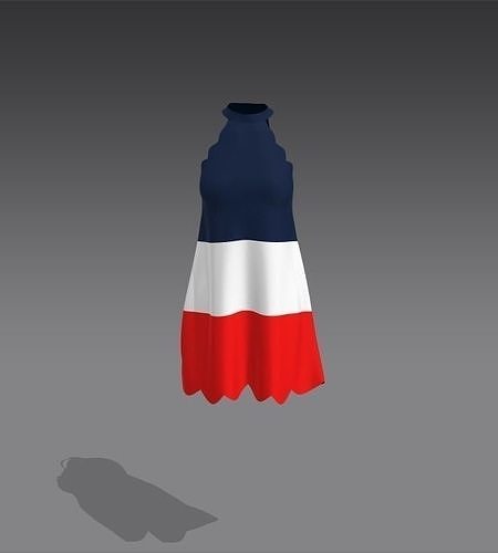 Dress 3D Model with flag of france 3D print model