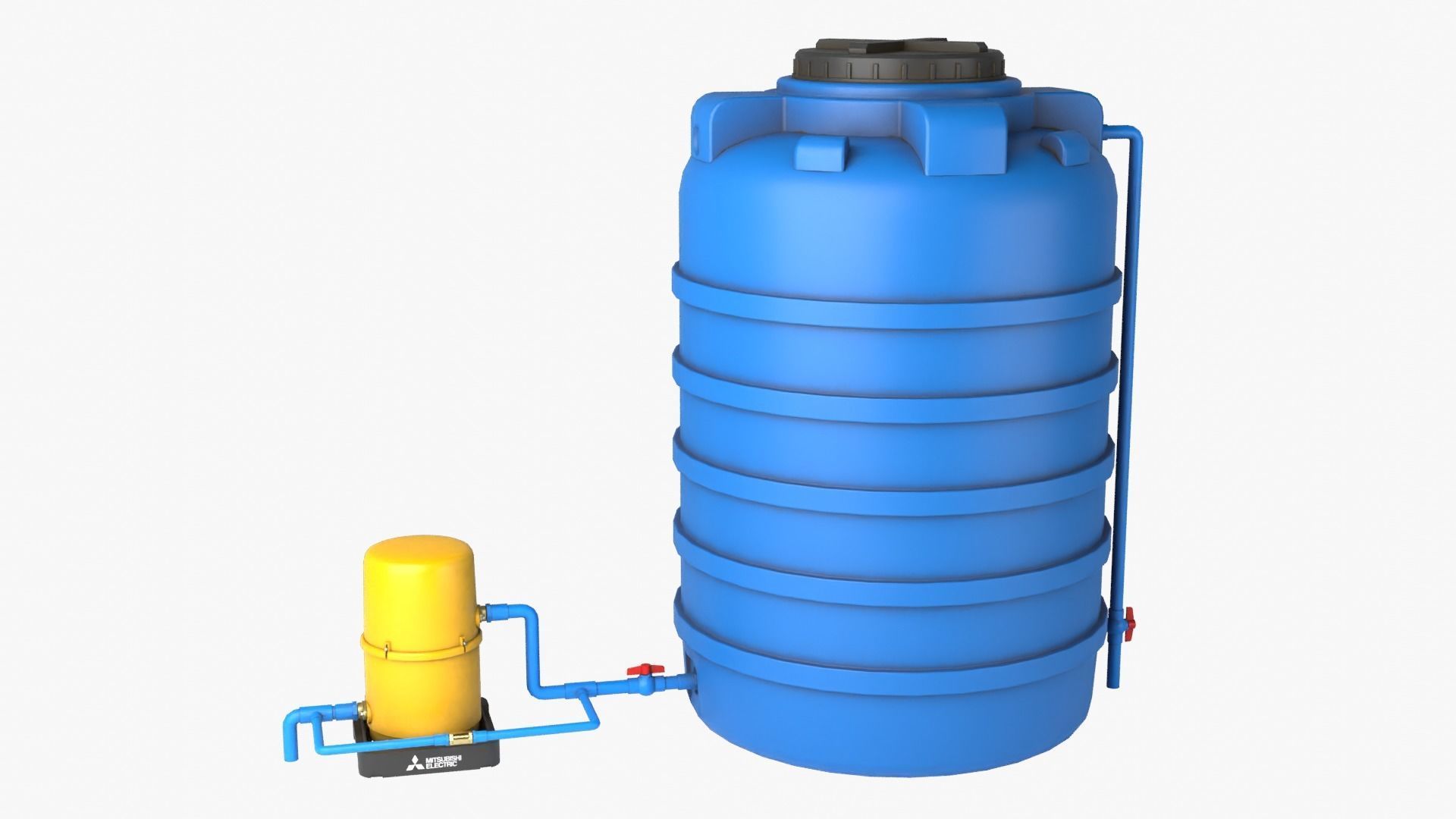 Automatic pump with Water tank Low-poly 3D model_6