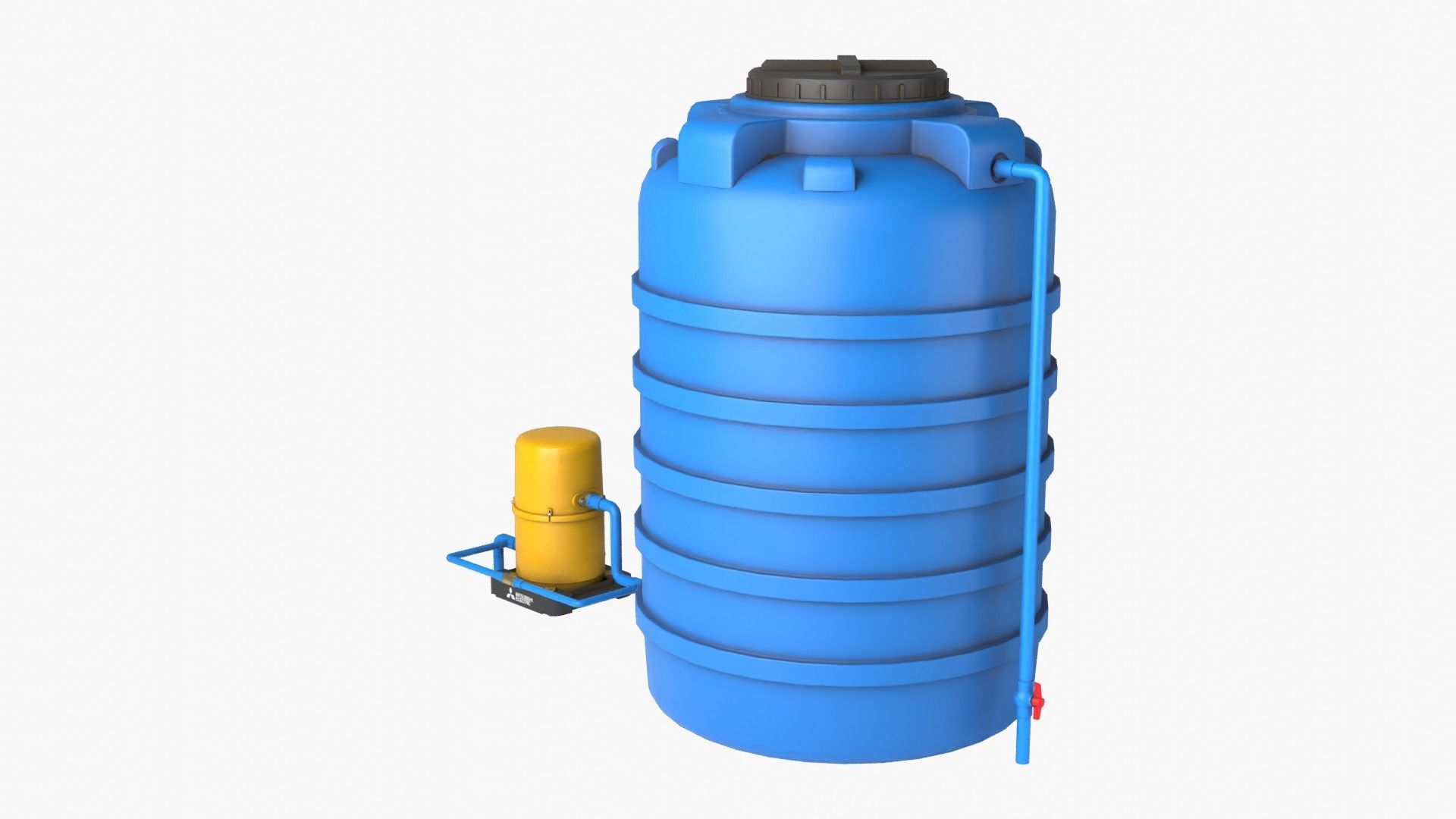 Automatic pump with Water tank Low-poly 3D model_8