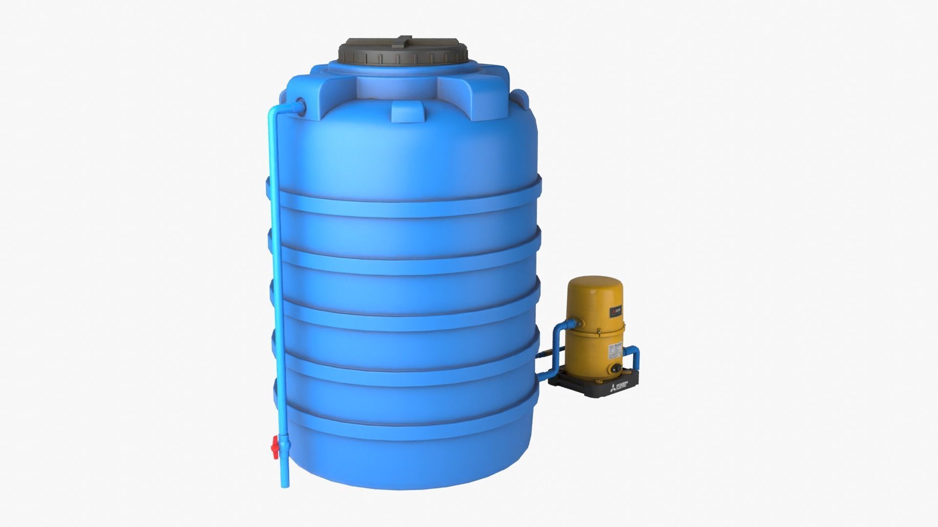 Automatic pump with Water tank Low-poly 3D model_11