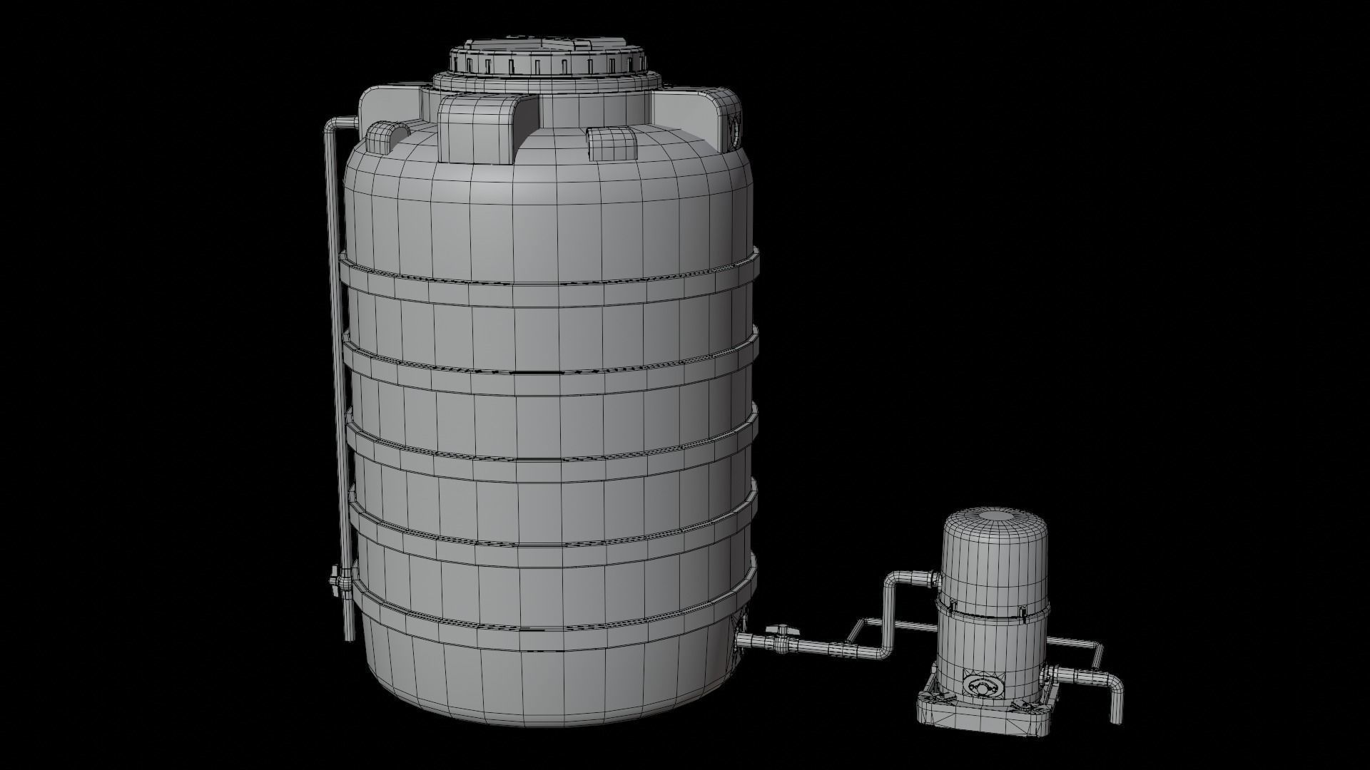 Automatic pump with Water tank Low-poly 3D model_14