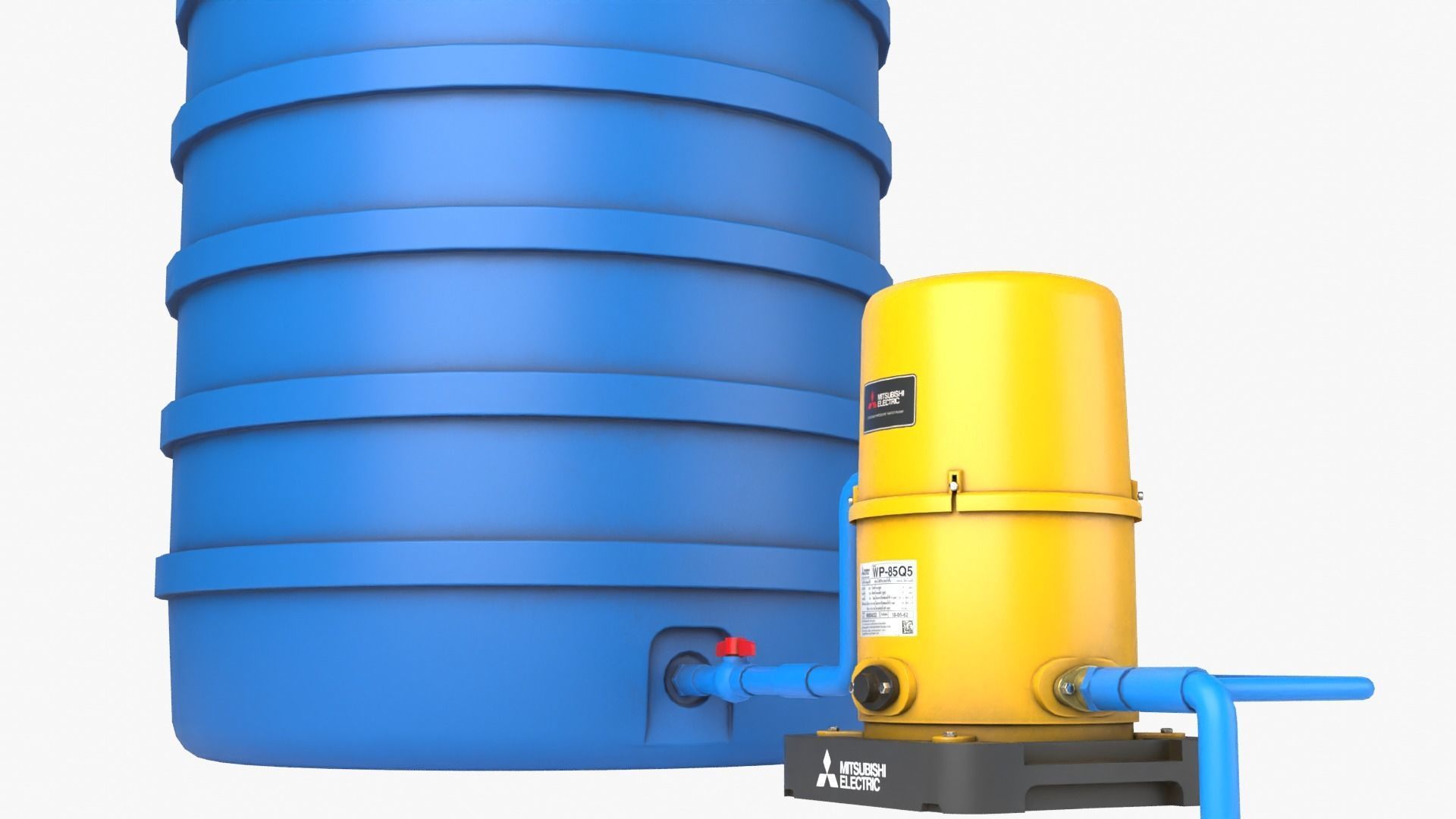 Automatic pump with Water tank Low-poly 3D model_1