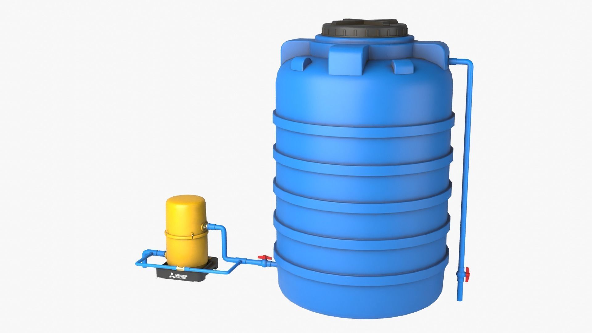 Automatic pump with Water tank Low-poly 3D model_7