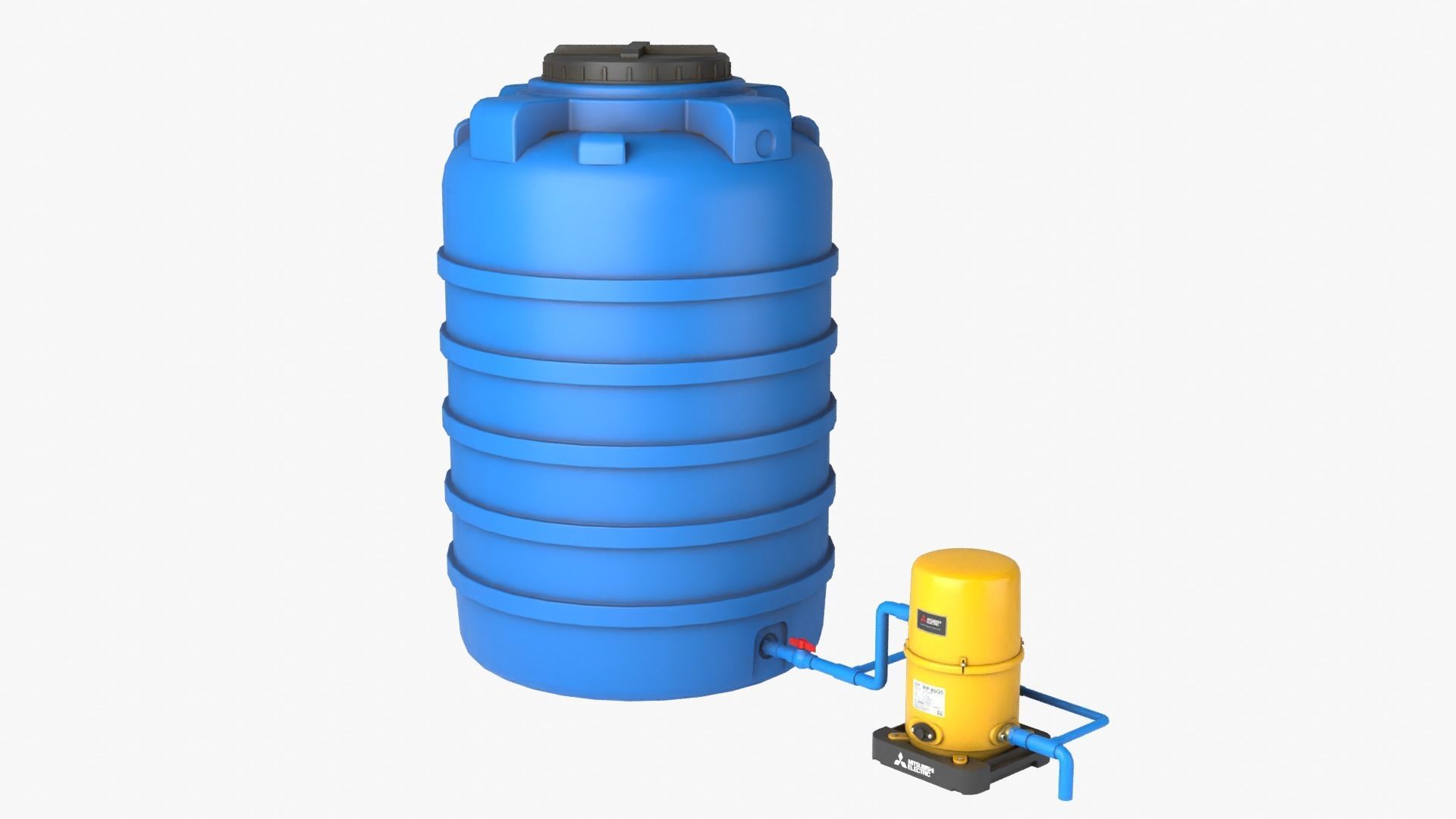Automatic pump with Water tank Low-poly 3D model_2