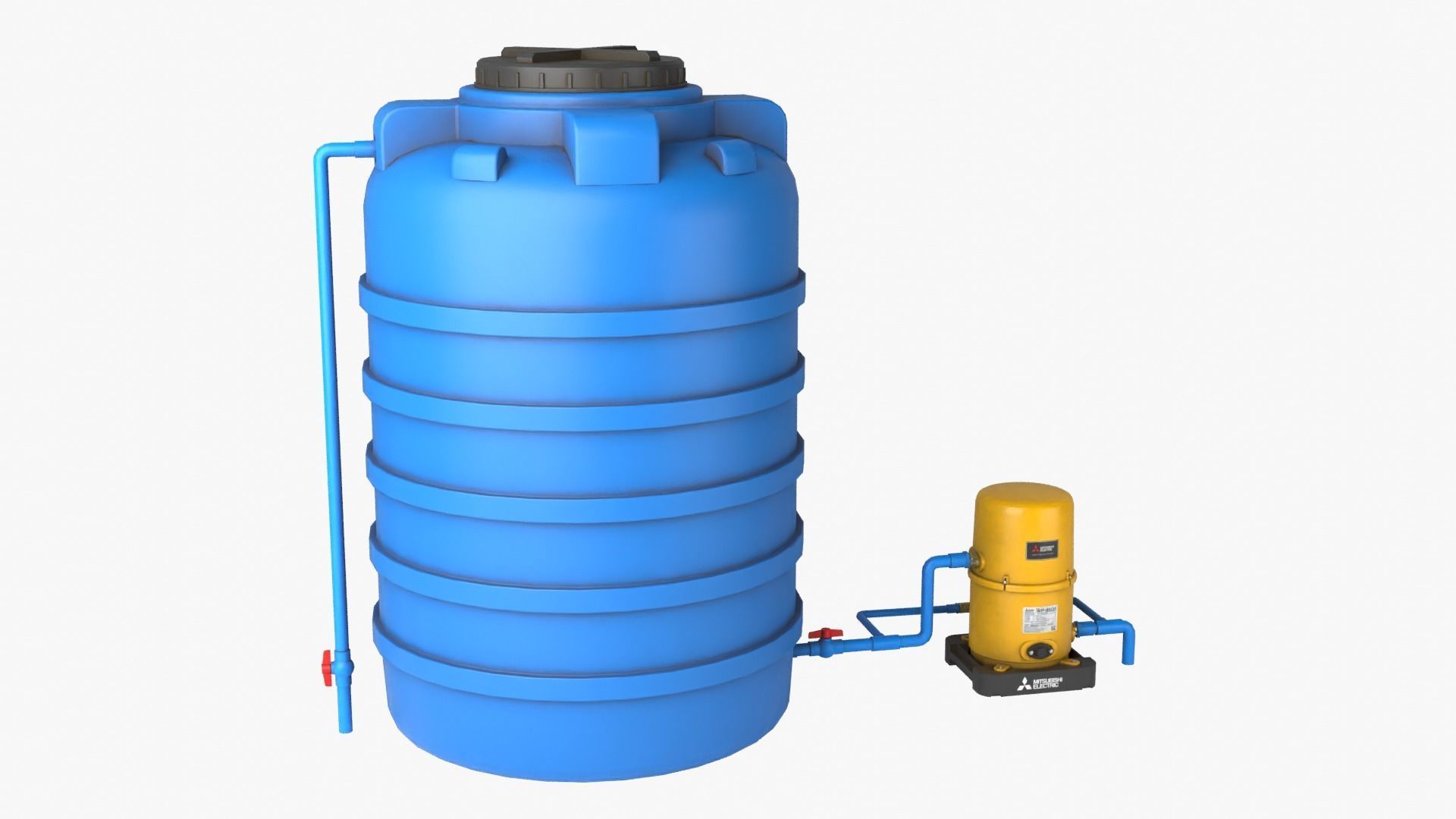 Automatic pump with Water tank Low-poly 3D model_12
