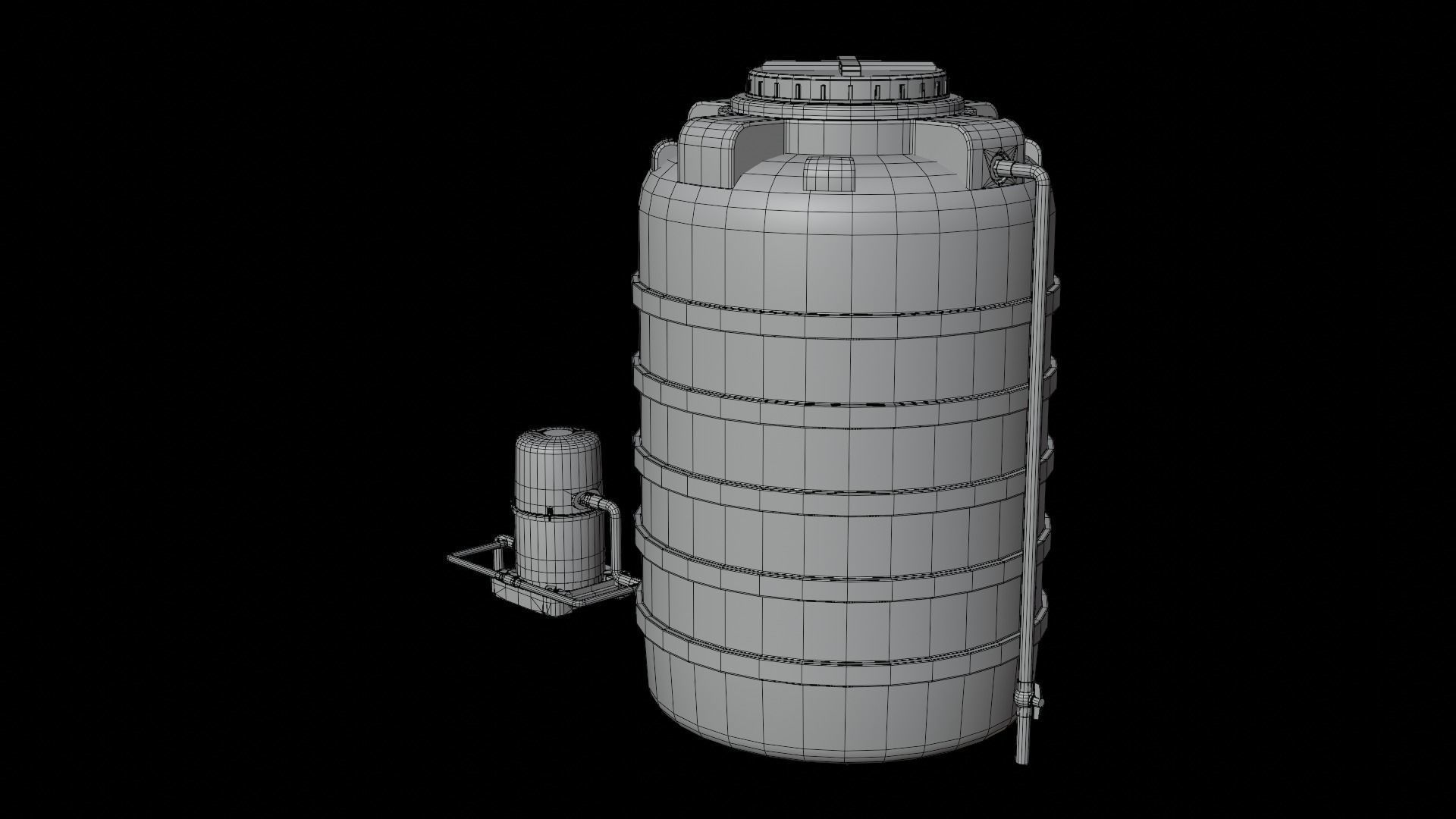 Automatic pump with Water tank Low-poly 3D model_16