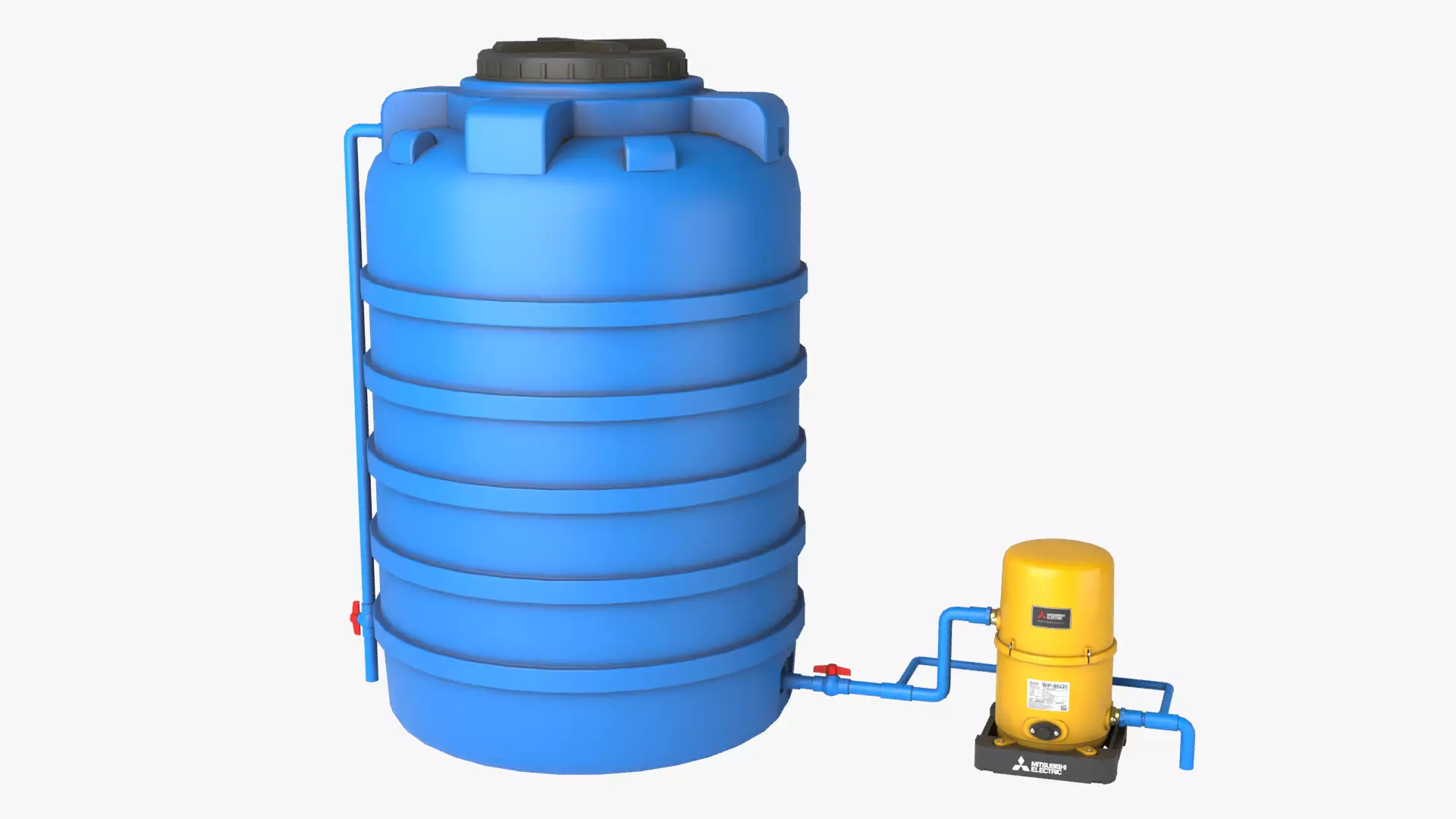 Automatic pump with Water tank Low-poly 3D model_0