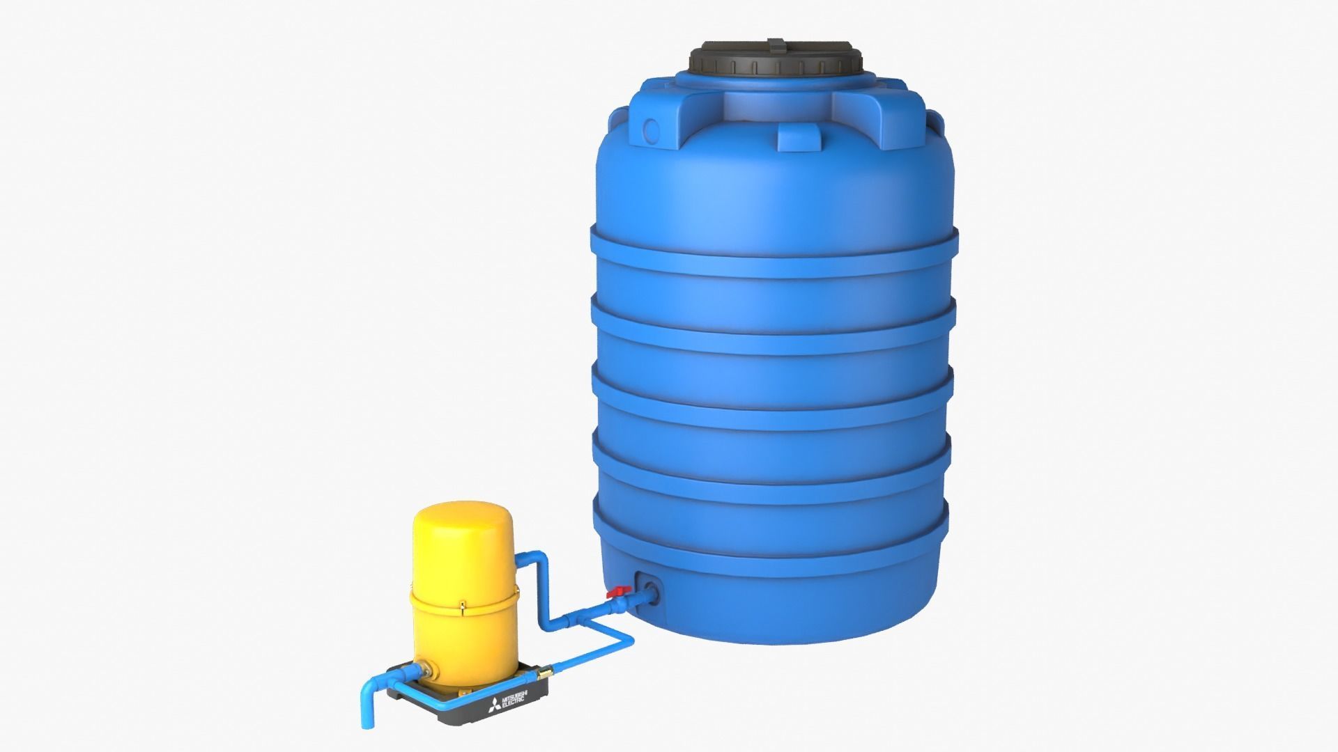 Automatic pump with Water tank Low-poly 3D model_5